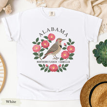 Load image into Gallery viewer, Alabama State Bird Flower Tee | Northern Flicker & Camellia