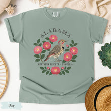 Load image into Gallery viewer, Alabama State Bird Flower Tee | Northern Flicker & Camellia