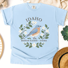 Load image into Gallery viewer, Idaho State Bird and Flower Tee | Mountain Bluebird & Syringa