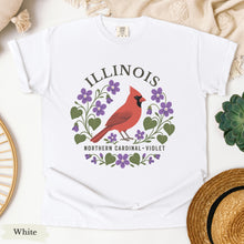 Load image into Gallery viewer, Illinois State Bird and Flower Tee | Northern Cardinal & Violet