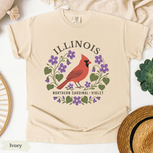 Load image into Gallery viewer, Illinois State Bird and Flower Tee | Northern Cardinal & Violet