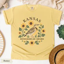Load image into Gallery viewer, Kansas State Bird and Flower Tee | Western Meadowlark & Sunflower