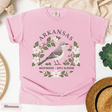Load image into Gallery viewer, Arkansas State Bird Flower Tee | Mockingbird & Apple Blossom