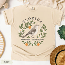 Load image into Gallery viewer, Florida State Bird Flower Tee | Mockingbird & Orange Blossom