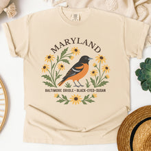 Load image into Gallery viewer, Maryland State Bird and Flower Tee | Baltimore Oriole & Black-Eyed Susan
