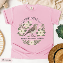 Load image into Gallery viewer, Mississippi State Bird and Flower Tee | Northern Mockingbird & Magnolia