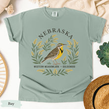 Load image into Gallery viewer, Nebraska State Bird and Flower Tee | Western Meadowlark & Goldenrod