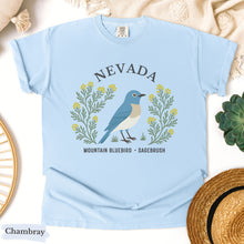 Load image into Gallery viewer, Nevada State Bird and Flower Tee | Mountain Bluebird & Sagebrush