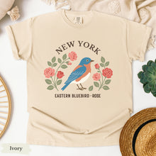 Load image into Gallery viewer, New York State Bird and Flower Tee | Eastern Bluebird & Rose