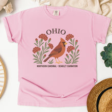 Load image into Gallery viewer, Ohio State Bird and Flower Tee | Northern Cardinal & Scarlet Carnation