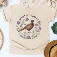 Load image into Gallery viewer, South Dakota State Bird and Flower Tee | Ring-Necked Pheasant & Pasque Flower