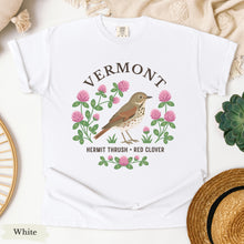 Load image into Gallery viewer, Vermont State Bird and Flower Tee | Hermit Thrush & Red Clover