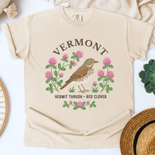 Load image into Gallery viewer, Vermont State Bird and Flower Tee | Hermit Thrush & Red Clover