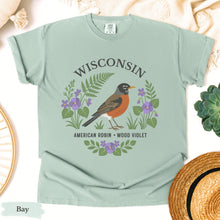 Load image into Gallery viewer, Wisconsin State Bird and Flower Tee | American Robin & Wood Violet