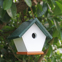 Load image into Gallery viewer, Hanging Wren and Chickadee House (Green) Made From Recycled Poly Lumber