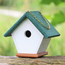 Load image into Gallery viewer, Hanging Wren and Chickadee House (Green) Made From Recycled Poly Lumber
