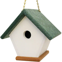 Load image into Gallery viewer, Hanging Wren and Chickadee House (Green) Made From Recycled Poly Lumber