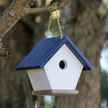 Load image into Gallery viewer, Hanging Wren and Chickadee House (Navy) Made From Recycled Poly Lumber