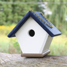 Load image into Gallery viewer, Hanging Wren and Chickadee House (Navy) Made From Recycled Poly Lumber