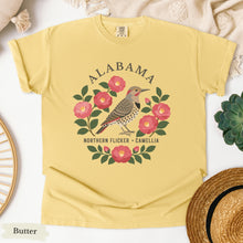 Load image into Gallery viewer, Alabama State Bird Flower Tee | Northern Flicker &amp; Camellia
