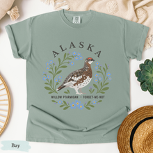 Load image into Gallery viewer, Alaska State Bird Flower Tee | Willow Ptarmigan and Forget-Me-Not T-Shirt
