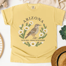 Load image into Gallery viewer, Arizona  State Bird Flower Tee | Cactus Wren &amp; Saguaro Blossom T-Shirt
