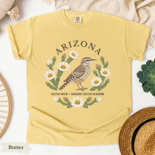 Load image into Gallery viewer, Arizona  State Bird Flower Tee | Cactus Wren &amp; Saguaro Blossom T-Shirt
