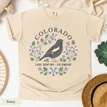 Load image into Gallery viewer, Colorado  State Bird Flower Tee | Lark Bunting &amp; Columbine T-Shirt
