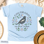 Colorado State Bird Flower Tee | Lark Bunting & Columbine