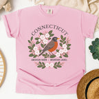 Connecticut State Bird Flower Tee | American Robin & Mountain Laurel