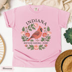 Indiana State Bird and Flower Tee | Northern Cardinal & Peony