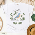 Idaho State Bird and Flower Tee | Mountain Bluebird & Syringa