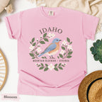 Idaho State Bird and Flower Tee | Mountain Bluebird & Syringa