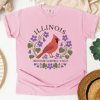 Illinois State Bird and Flower Tee | Northern Cardinal & Violet