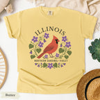 Illinois State Bird and Flower Tee | Northern Cardinal & Violet