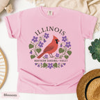 Illinois State Bird and Flower Tee | Northern Cardinal & Violet