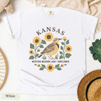Kansas State Bird and Flower Tee | Western Meadowlark & Sunflower