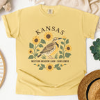 Kansas State Bird and Flower Tee | Western Meadowlark & Sunflower