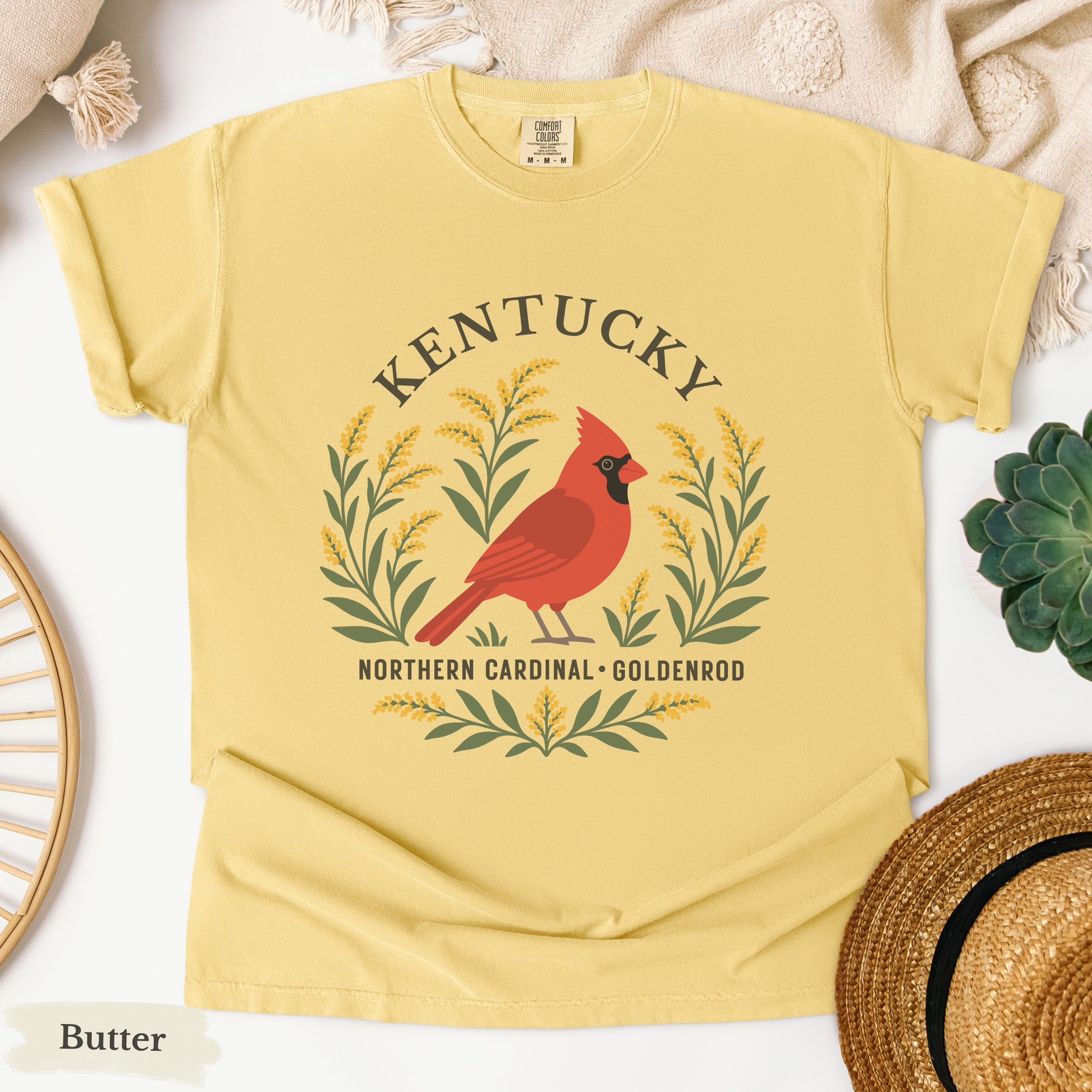 Kentucky State Bird and Flower Tee | Northern Cardinal & Goldenrod