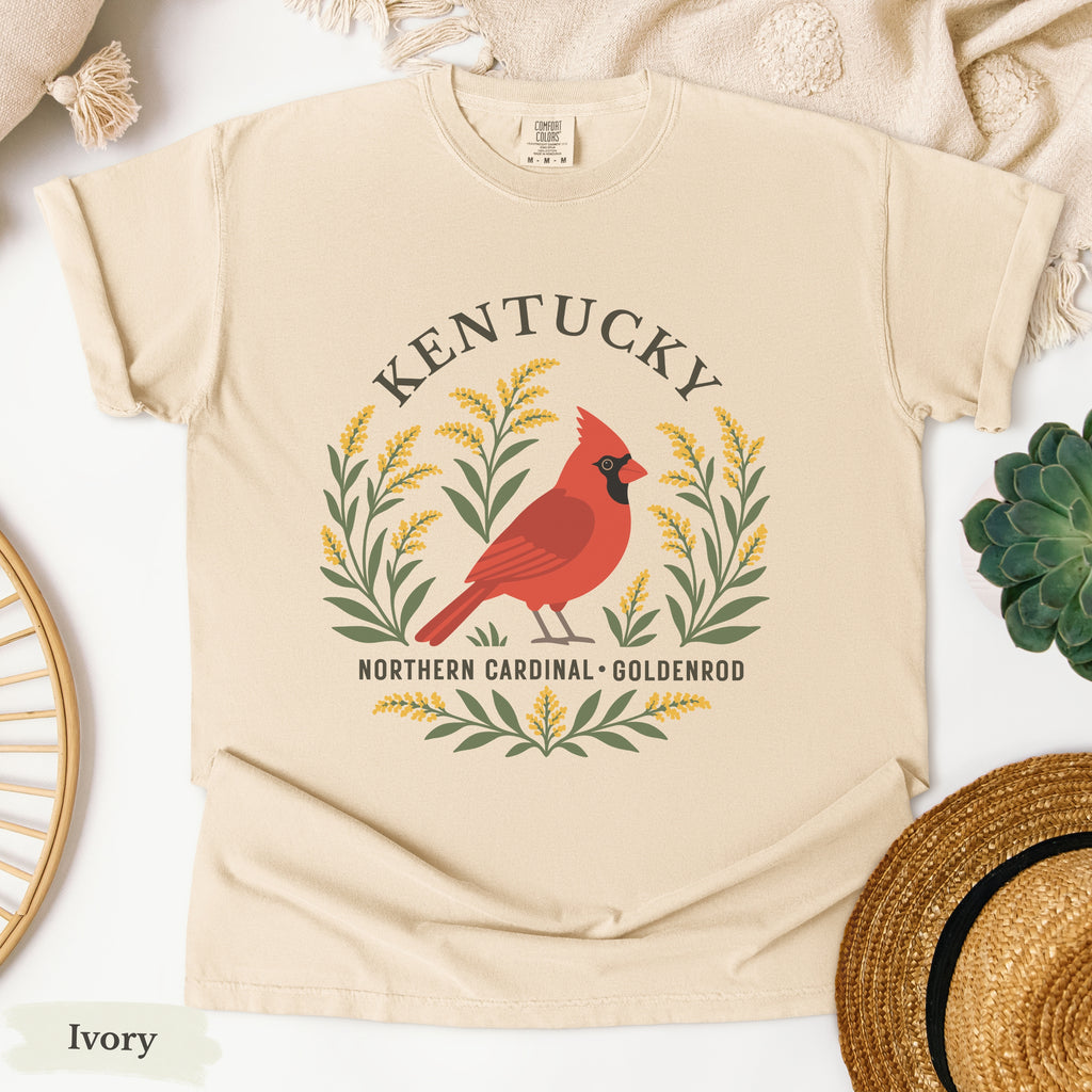 Kentucky State Bird and Flower Tee | Northern Cardinal & Goldenrod