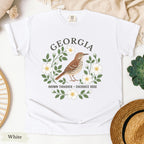 Georgia State Bird and Flower Tee | Brown Thrasher & Cherokee Rose