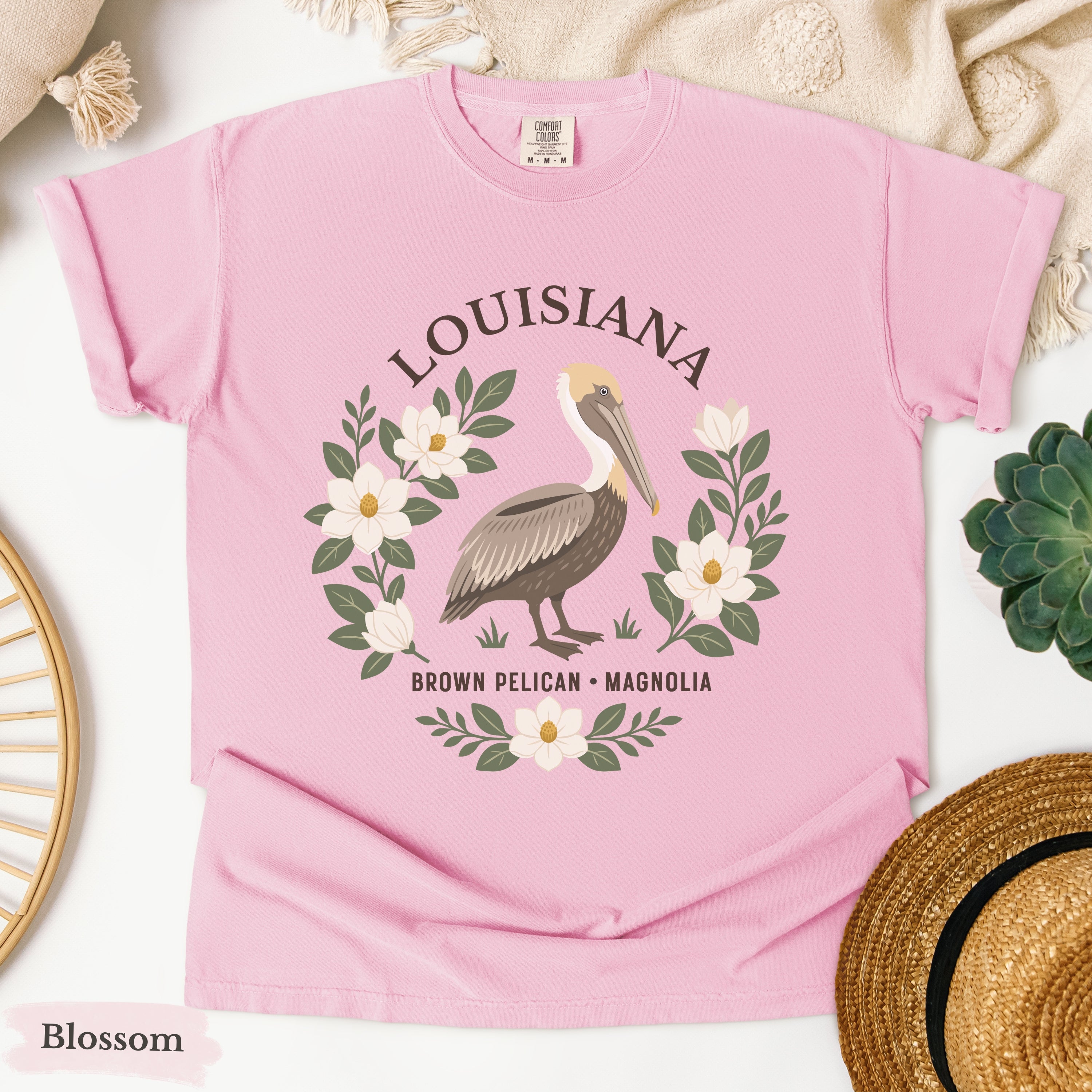 Louisiana State Bird and Flower Tee | Brown Pelican & Magnolia