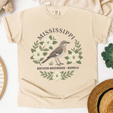 Load image into Gallery viewer, Mississippi State Bird and Flower Tee | Northern Mockingbird &amp; Magnolia
