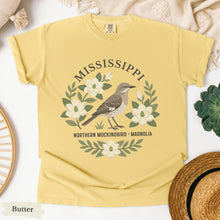 Load image into Gallery viewer, Mississippi State Bird and Flower Tee | Northern Mockingbird &amp; Magnolia
