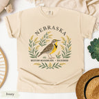 Nebraska State Bird and Flower Tee | Western Meadowlark & Goldenrod