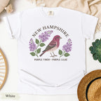 New Hampshire State Bird and Flower Tee | Purple Finch & Lilac