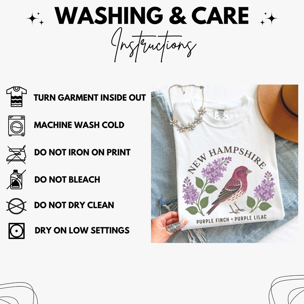 New Hampshire State Bird and Flower Tee | Purple Finch & Lilac