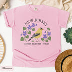 New Jersey State Bird and Flower Tee | Eastern Goldfinch & Violet