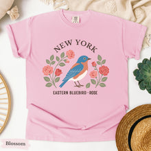 Load image into Gallery viewer, New York State Bird and Flower Tee | Eastern Bluebird &amp; Rose
