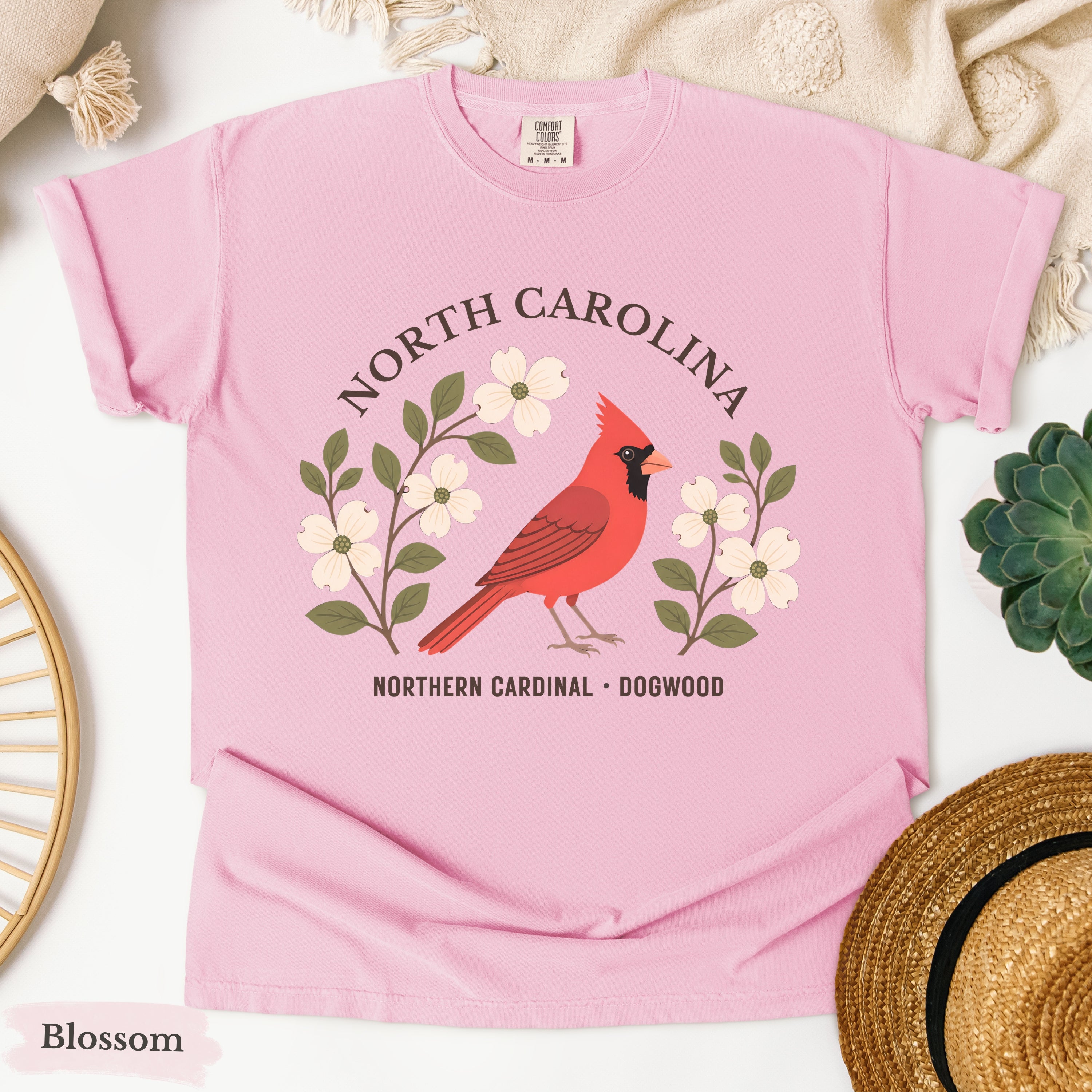 North Carolina State Bird and Flower Tee | Northern Cardinal & Dogwood